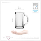 PLATINUX Szklany kufel do piwa z uchem, zestaw 2 sztuk, 500ml (maks. 650ml)