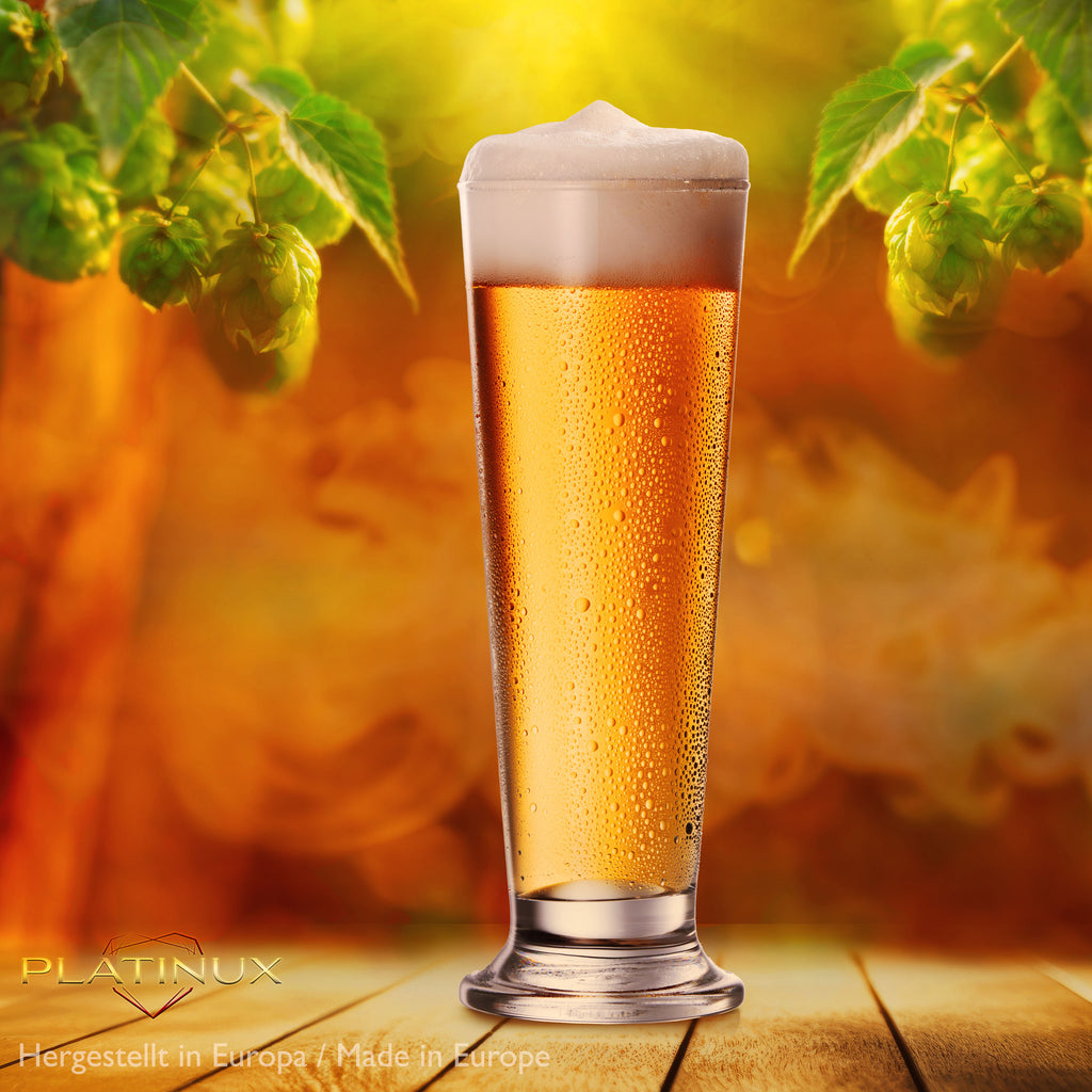 PLATINUX Szklanki do picia, zestaw 6 szklanek do piwa ze szkła 220 ml (maks. 250 ml), szklanki do mrożonej kawy