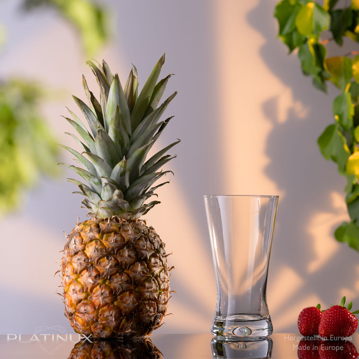 PLATINUX Szklanki do picia 300ml Szklanki do piwa Kształt X Zestaw 12-częściowy ze szkła Seria "CrossLine" Można myć w zmywarce