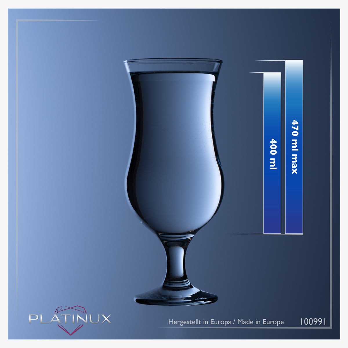 PLATINUX Zestaw szklanek koktajlowych 6 sztuk 400 ml (maks. 470 ml) Szklanki do drinków Szklanki barowe Hurricane Duże (przezroczyste)