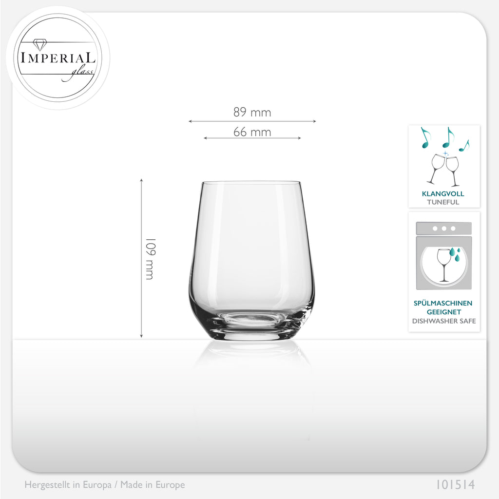 IMPERIAL glass Trinkgläser aus Glas 330ml (max. 450ml) Set 12-Teilig Getränkeglas Wassergläser