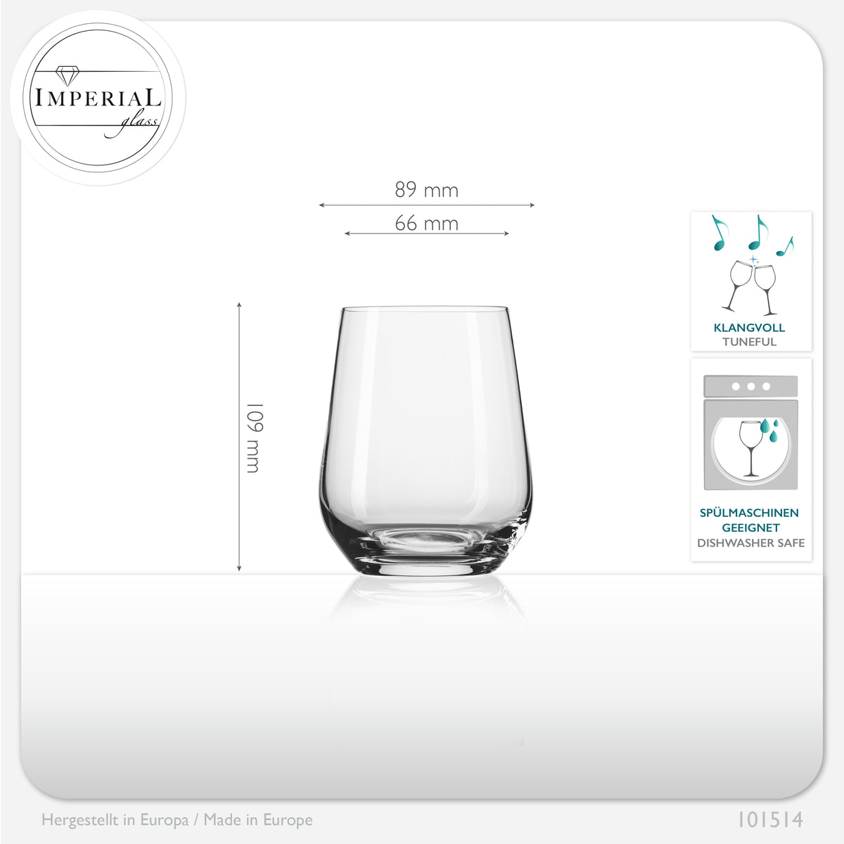 IMPERIAL glass Trinkgläser aus Glas 330ml (max. 450ml) Set 12-Teilig Getränkeglas Wassergläser