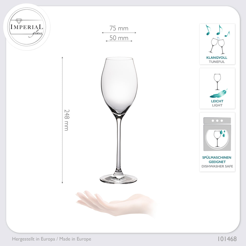IMPERIAL glass Proseccogläser 230ml (max. 290ml) Set 2-Teilig "Havanna" Sektgläser aus Crystalline Glas Spülmaschinenfest