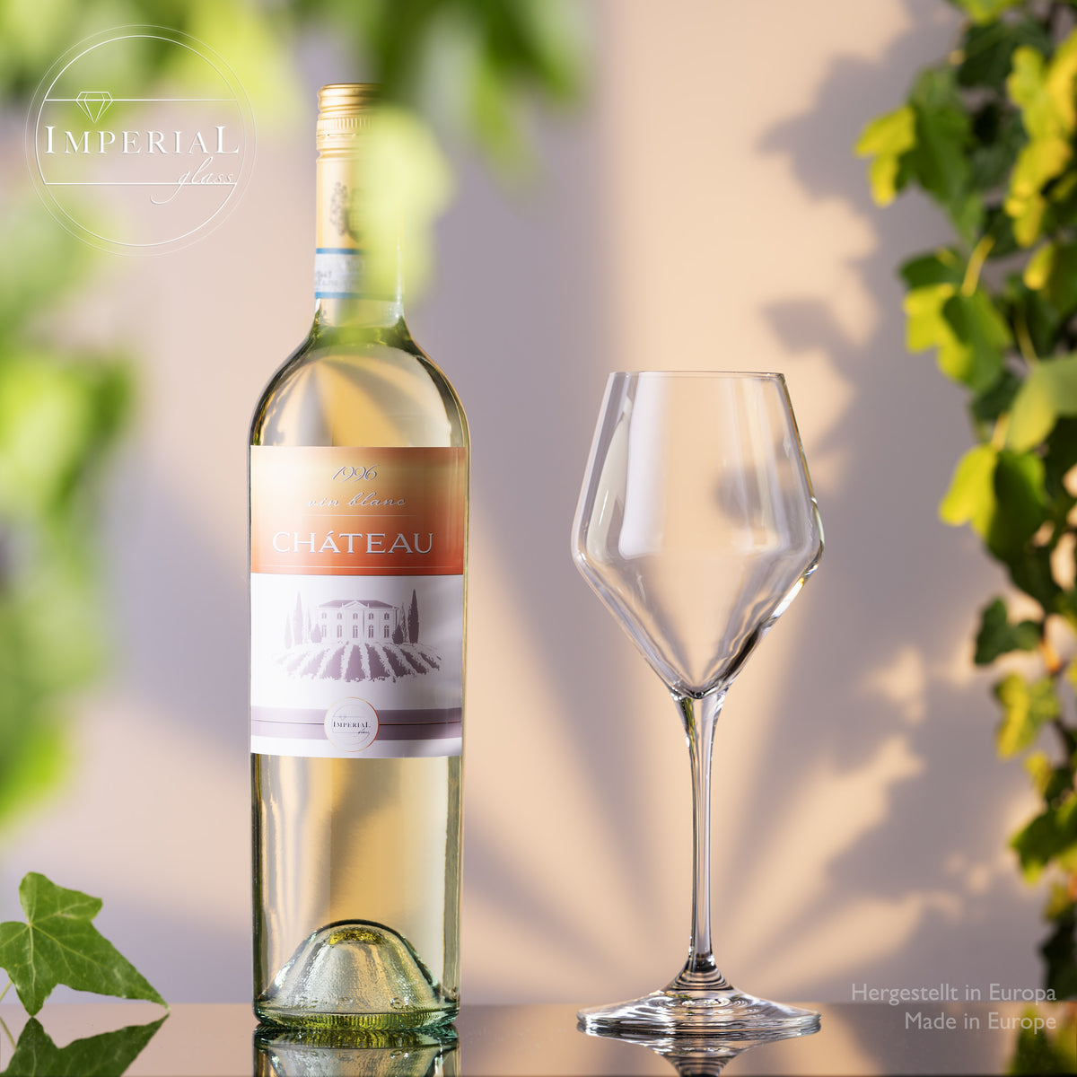 Kieliszki do białego wina IMPERIAL 370 ml seria „Rom” – zestaw 6 sztuk ze szkła kryształowego