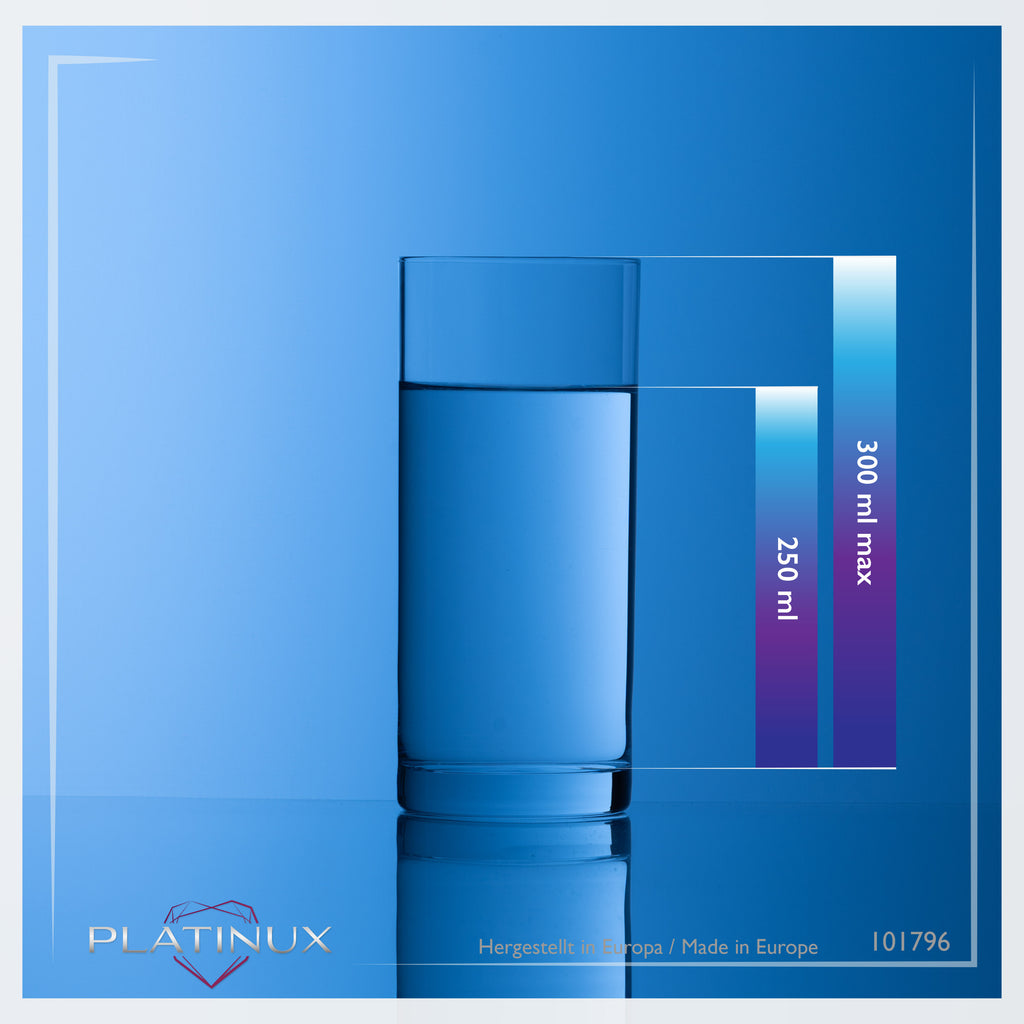 PLATINUX Proste szklanki do napojów 250 ml (maks. 300 ml) Zestaw 6-częściowy Szklanki do soków ze szkła Można myć w zmywarce