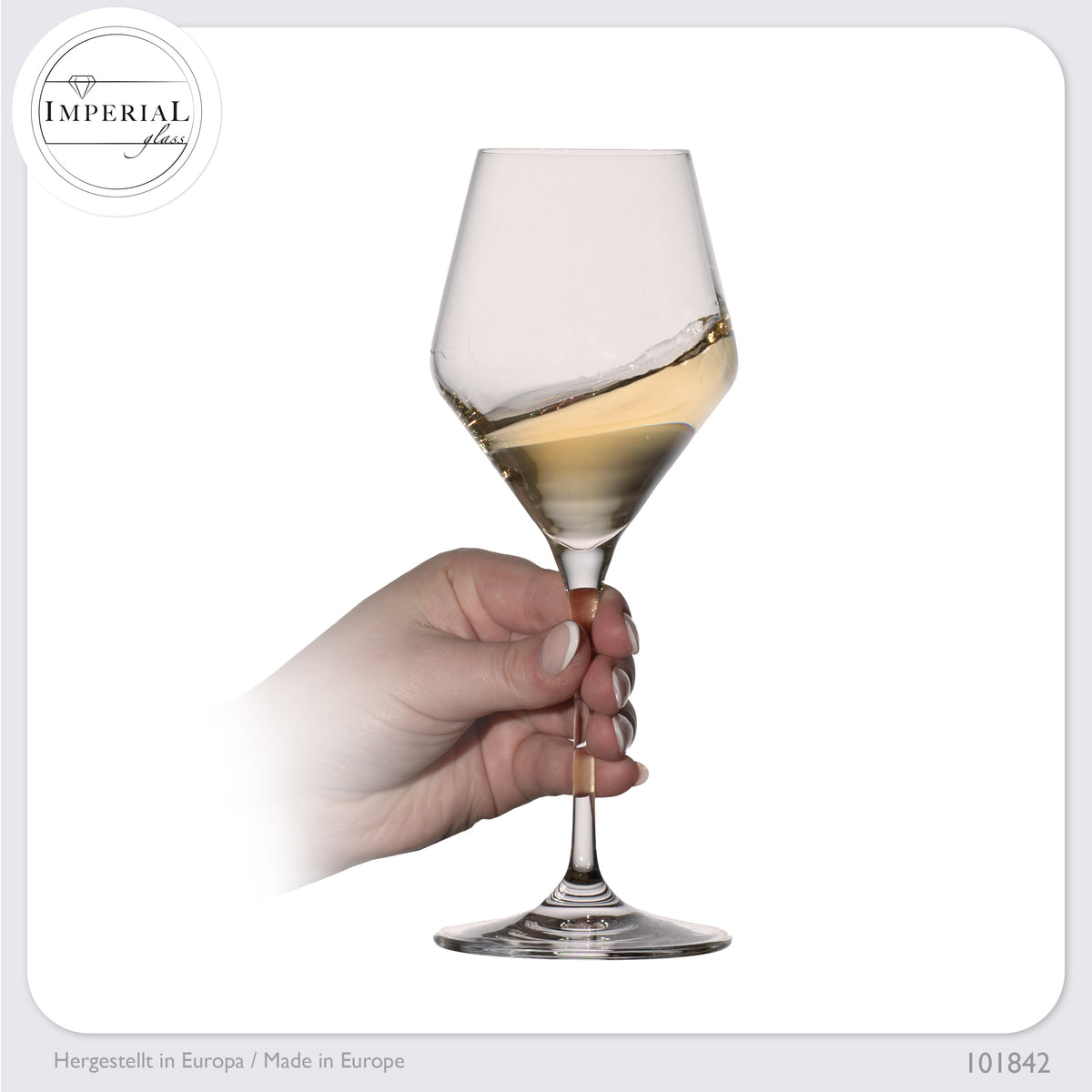 Kieliszki do białego wina IMPERIAL 370 ml seria „Rom” – zestaw 6 sztuk ze szkła kryształowego