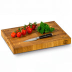 FALKENBERGER Stirnholz Schneidebrett aus massiver Eiche 40 × 30 × 4 cm L Handgefertigt