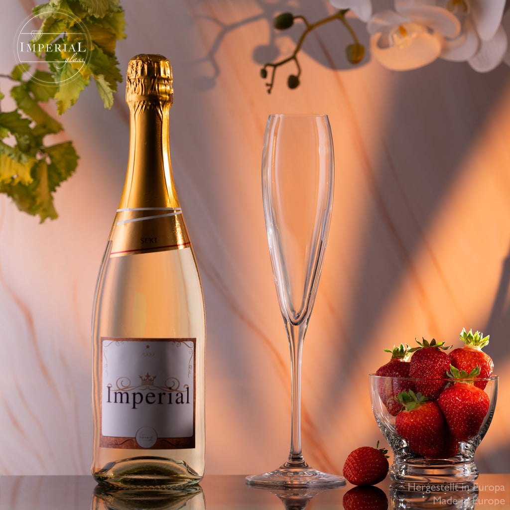 IMPERIAL glass Hohe Sektkelche 140ml (max. 192ml) "Paris" Set 6-Teilig Sektgläser aus Crystalline Glas Spülmaschinenfest
