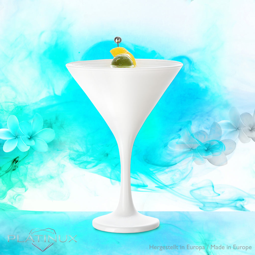 PLATINUX Białe kieliszki do martini 150 ml, zestaw 6 szklanek do koktajli
