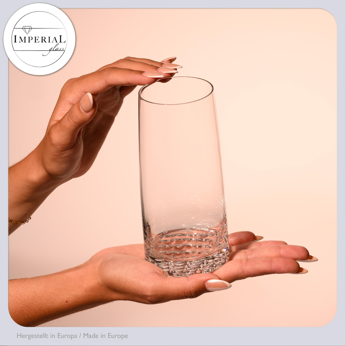 IMPERIAL glass Trinkgläser 6er Set "Faro" - Wassergläser aus Crystalline Glas 530ml, strukturierter Boden spülmaschinenfest