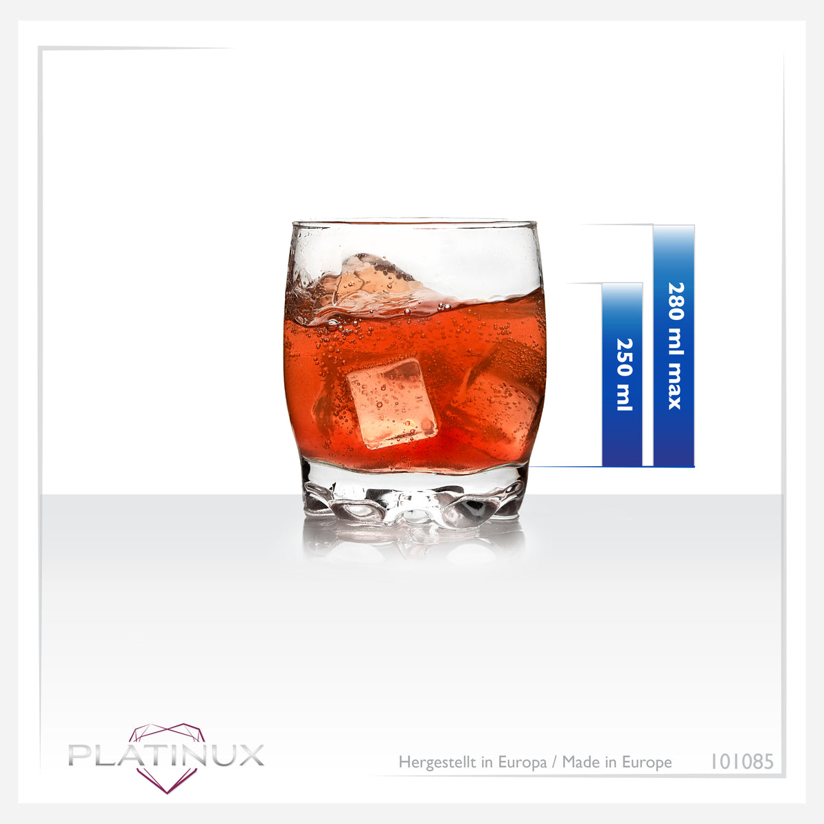 PLATINUX Zestaw 6 szklanek 250 ml, kształtne dno, szklanki do wody, szklanki do whisky