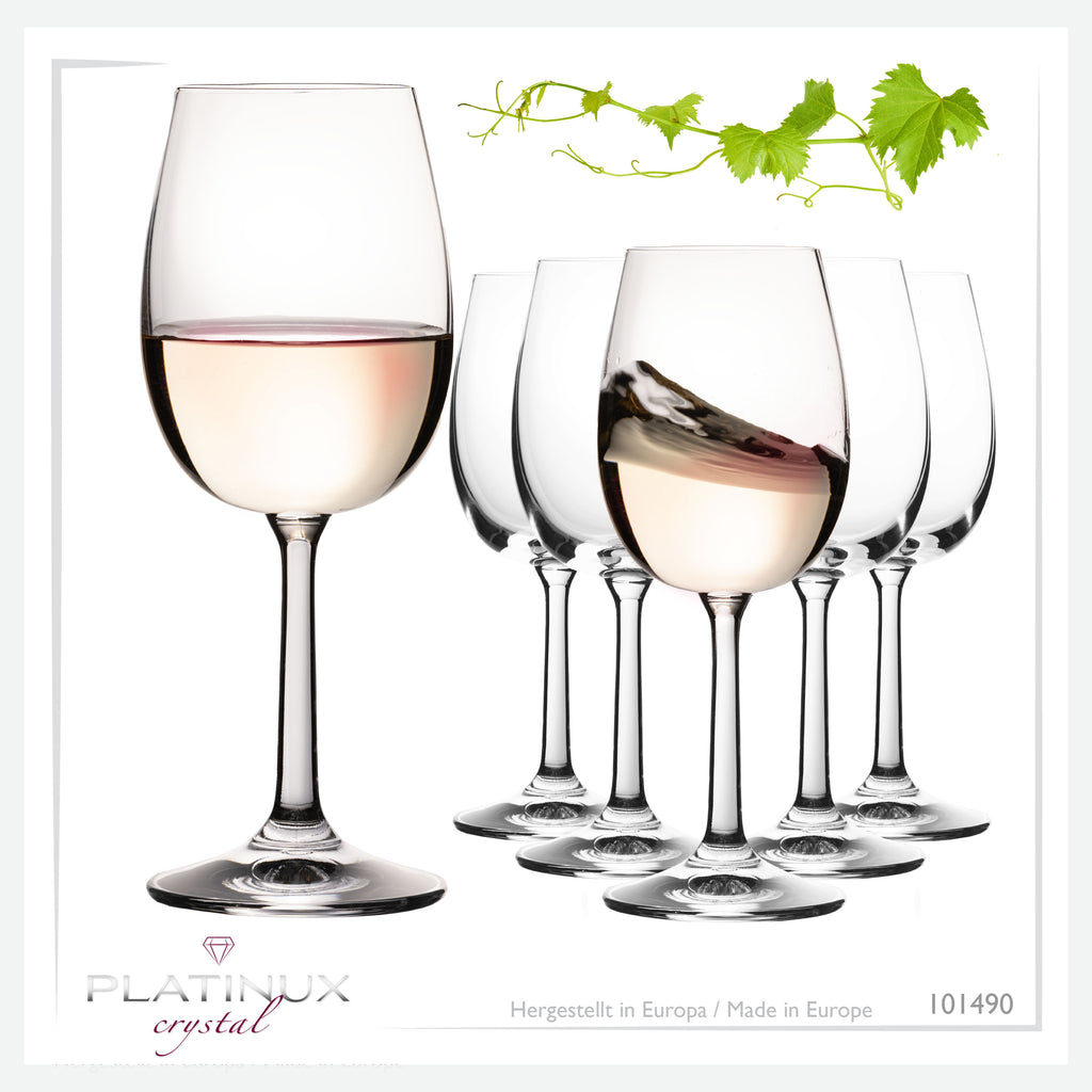 PLATINUX Kieliszki do białego wina 250ml Zestaw 6-częściowy Kieliszki do wina z kryształowego szkła Kieliszki do Rieslinga