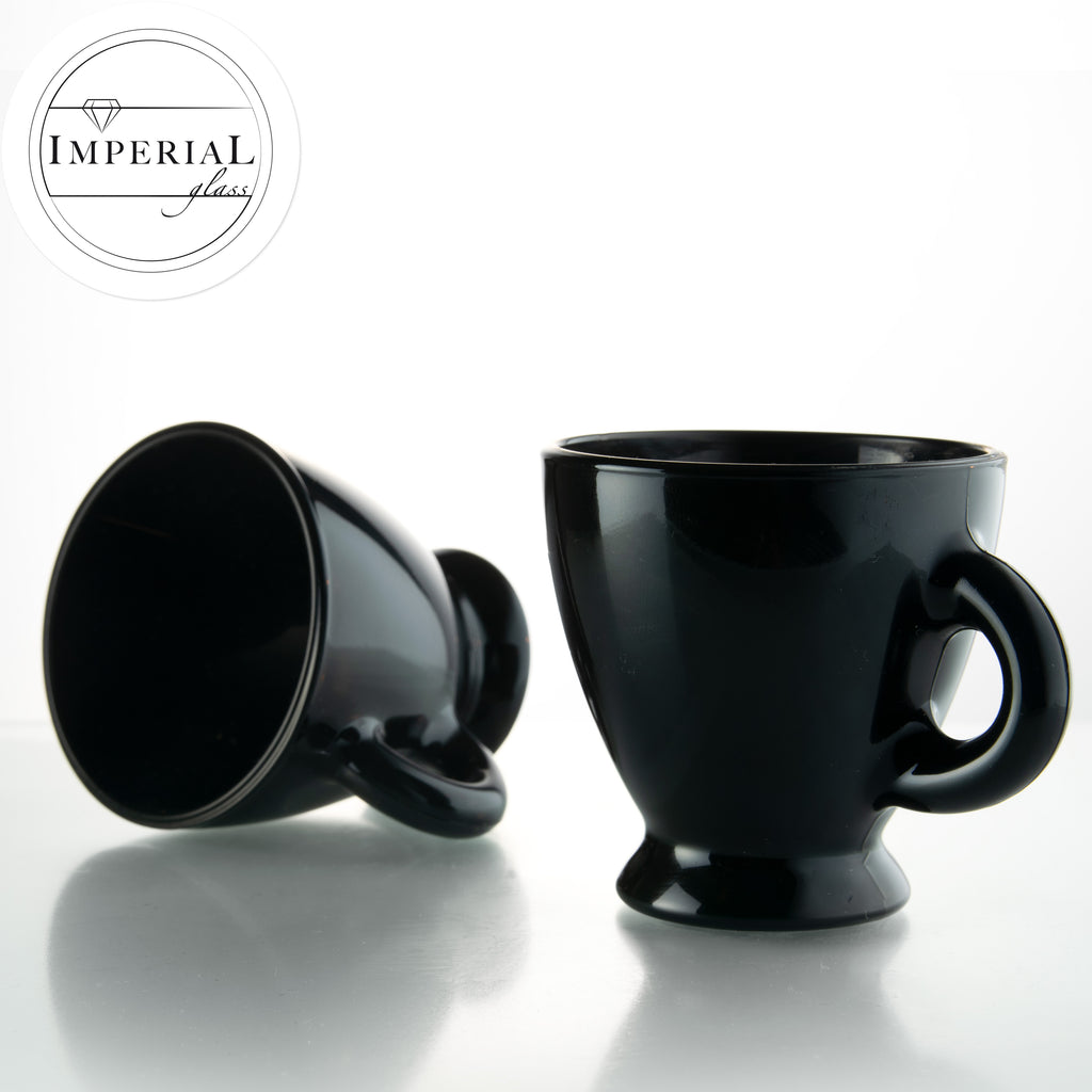 PLATINUM Zestaw filiżanek do espresso – 6 czarnych szklanek do espresso ze spodkami szklanymi 93 ml – szklanki do kawy, filiżanki do kawy