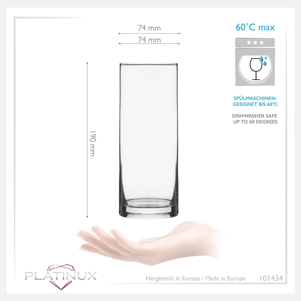 PLATINUX Wysokie szklanki do piwa 500 ml (maks. 630 ml) Zestaw 6-częściowy ze szkła duże szklanki do Kölscha Można myć w zmywarce