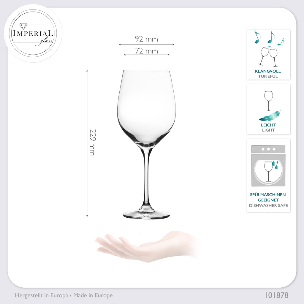 IMPERIAL glass Bauchige Rotweingläser 550ml Set 2-Teilig "Havanna" Burgundergläser aus Crystalline Glas