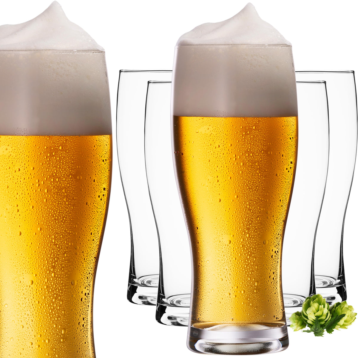 PLATINUX Szklanki do piwa 500ml (maks. 640ml) Zestaw 6-częściowy Kufle do piwa Szklanki do piwa pszenicznego 0,5L Szkło
