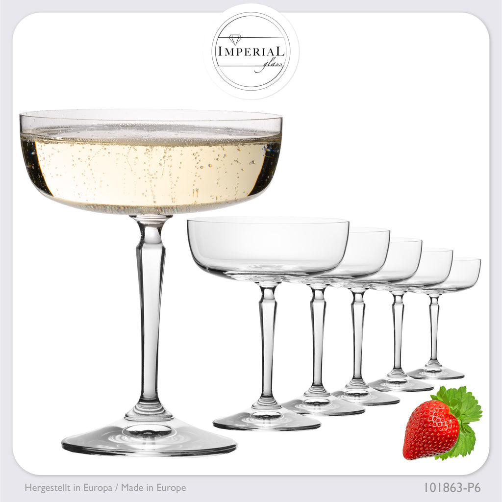 IMPERIAL glass Eckige Sektschalen 260ml Set 6-Teilig "Rio" Champagnergläser aus Crystalline Glas