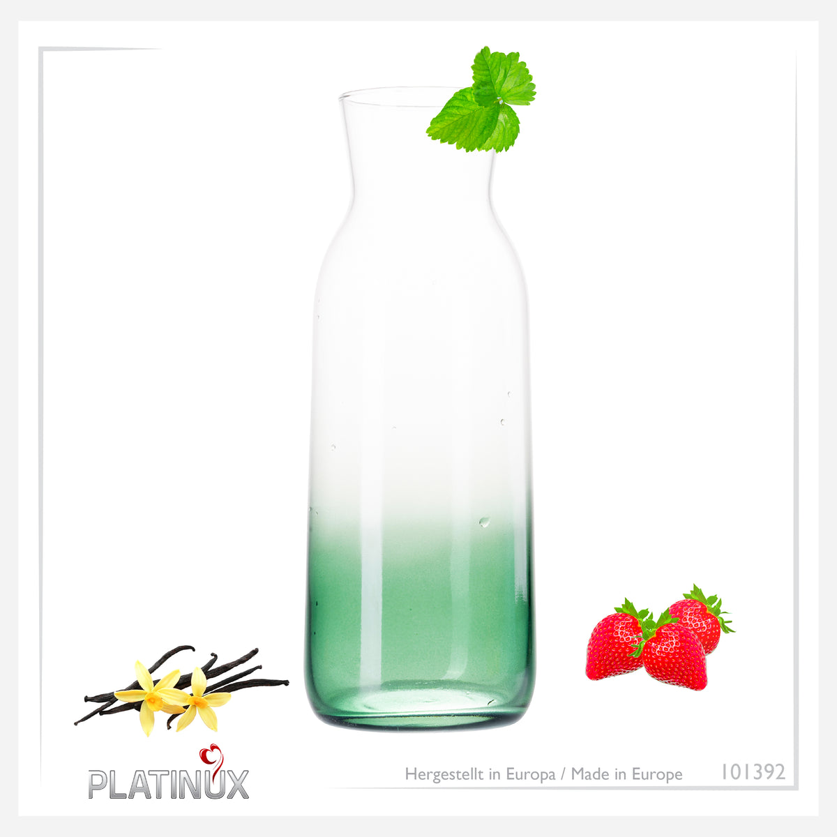 Karafka PLATINUX ze szkła z efektem zielonego ombre, 1 l (maks. 1130 ml)