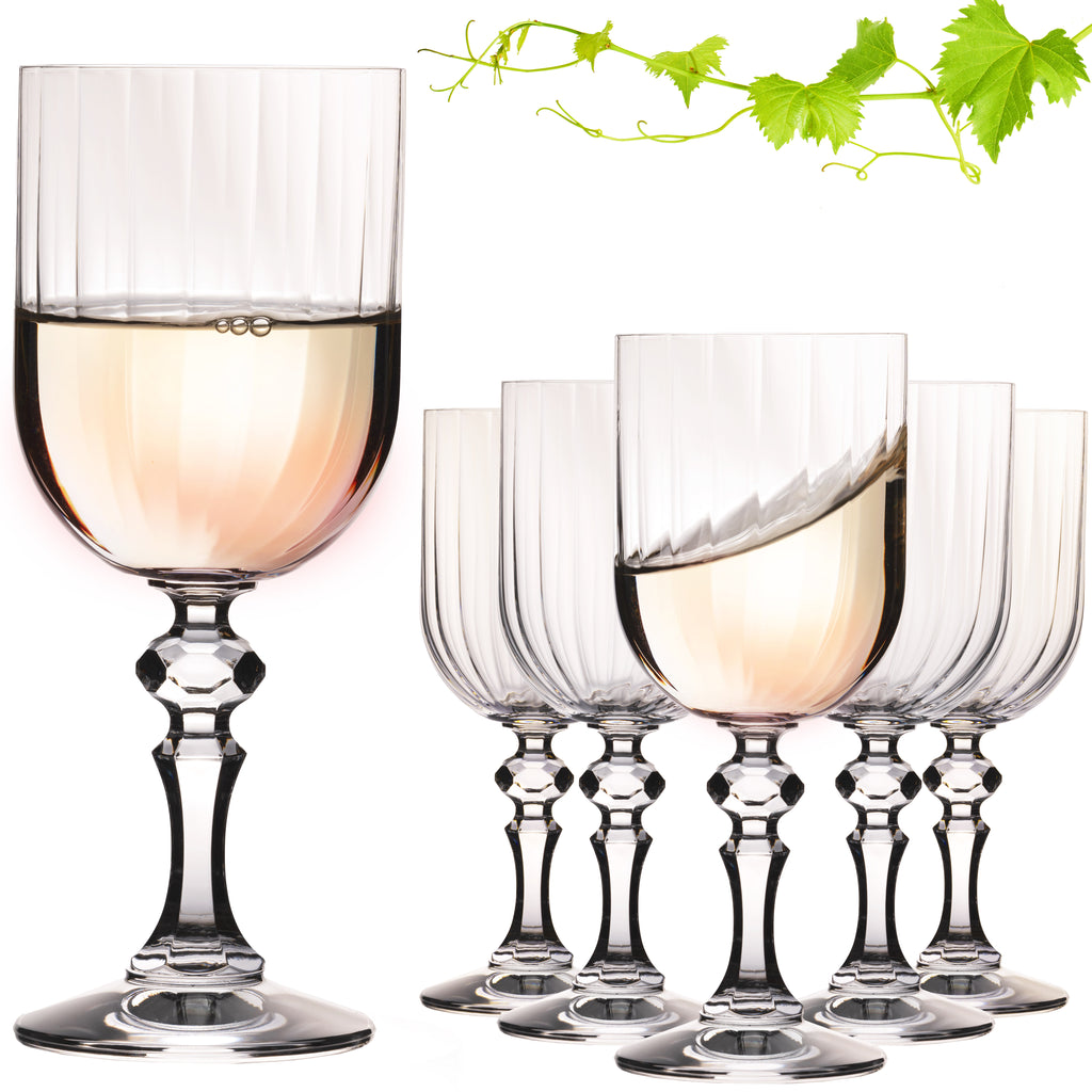 IMPERIAL glass Geriffelte Weingläser 320ml "Prag" Set 6-Teilig Weißweingläser aus Crystalline Glas