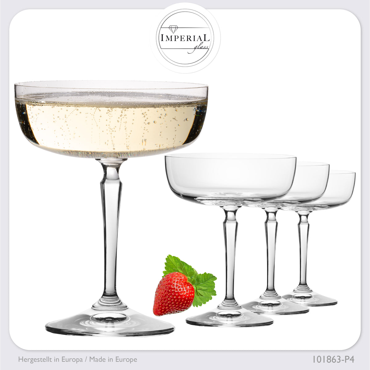 IMPERIAL glass Eckige Sektschalen 260ml Set 4-Teilig "Rio" Champagnergläser aus Crystalline Glas