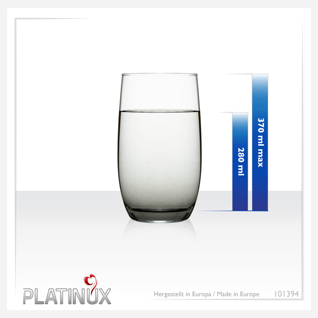 PLATINUX Eleganckie szklanki ombre ze szkła, czarne, 280 ml (maks. 370 ml), zestaw 6 dużych szklanek do wody