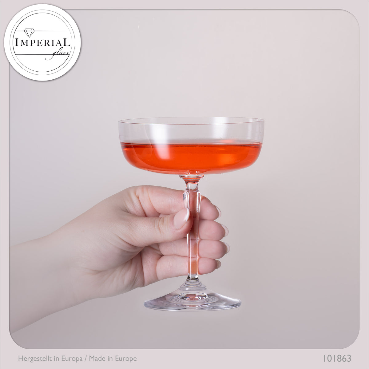 IMPERIAL glass Eckige Sektschalen 260ml Set 4-Teilig "Rio" Champagnergläser aus Crystalline Glas