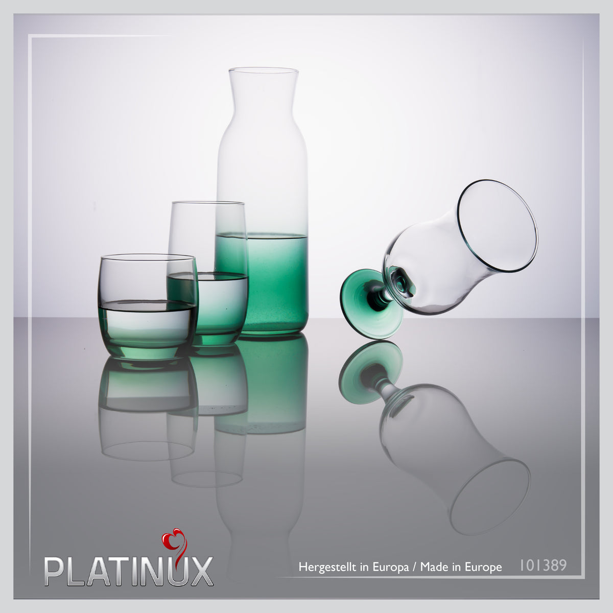 PLATINUX Eleganckie szklanki ze szkła, efekt Ombre, zielone, 200ml (max. 320ml), zestaw 6 sztuk, małe