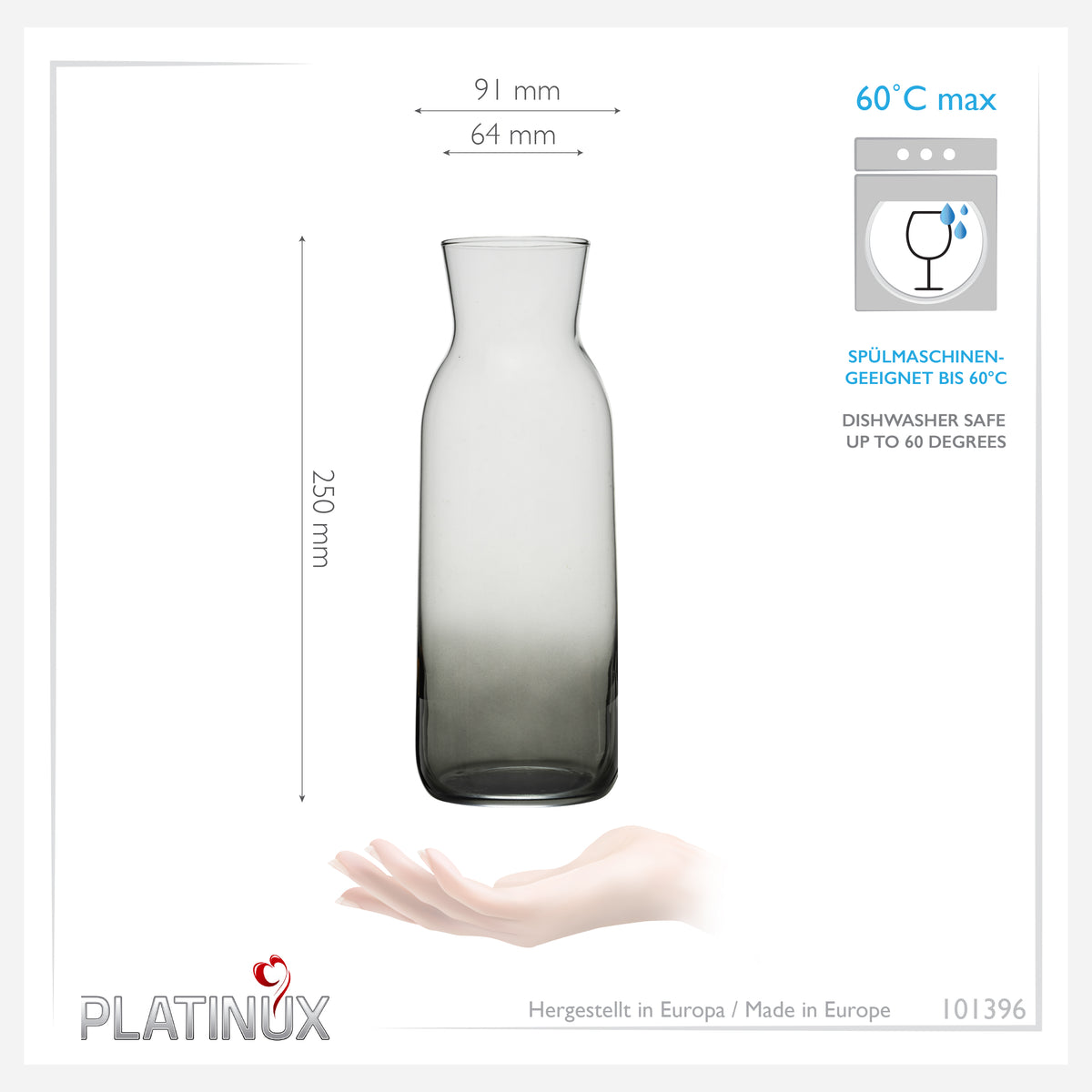 PLATINUX Karafka szklana z efektem Ombre w kolorze czarnym 1L (maks. 1130ml)