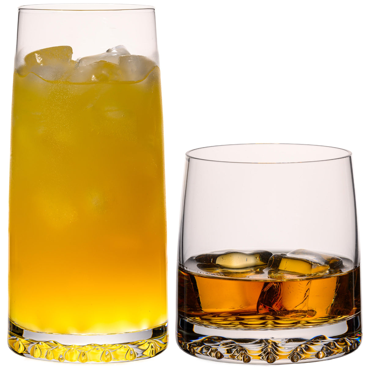 IMPERIAL glass Trinkgläser Set 12-teilig aus Crystalline Glas 530ml/380ml Serie "Faro", strukturierter Boden, spülmaschinenfest