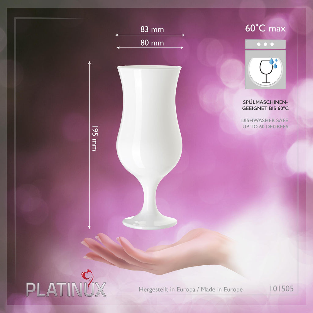 PLATINUX Białe szklanki koktajlowe 400ml (maks. 470ml) Szklanki do longdrinków zestaw 6 sztuk Szklanki barowe