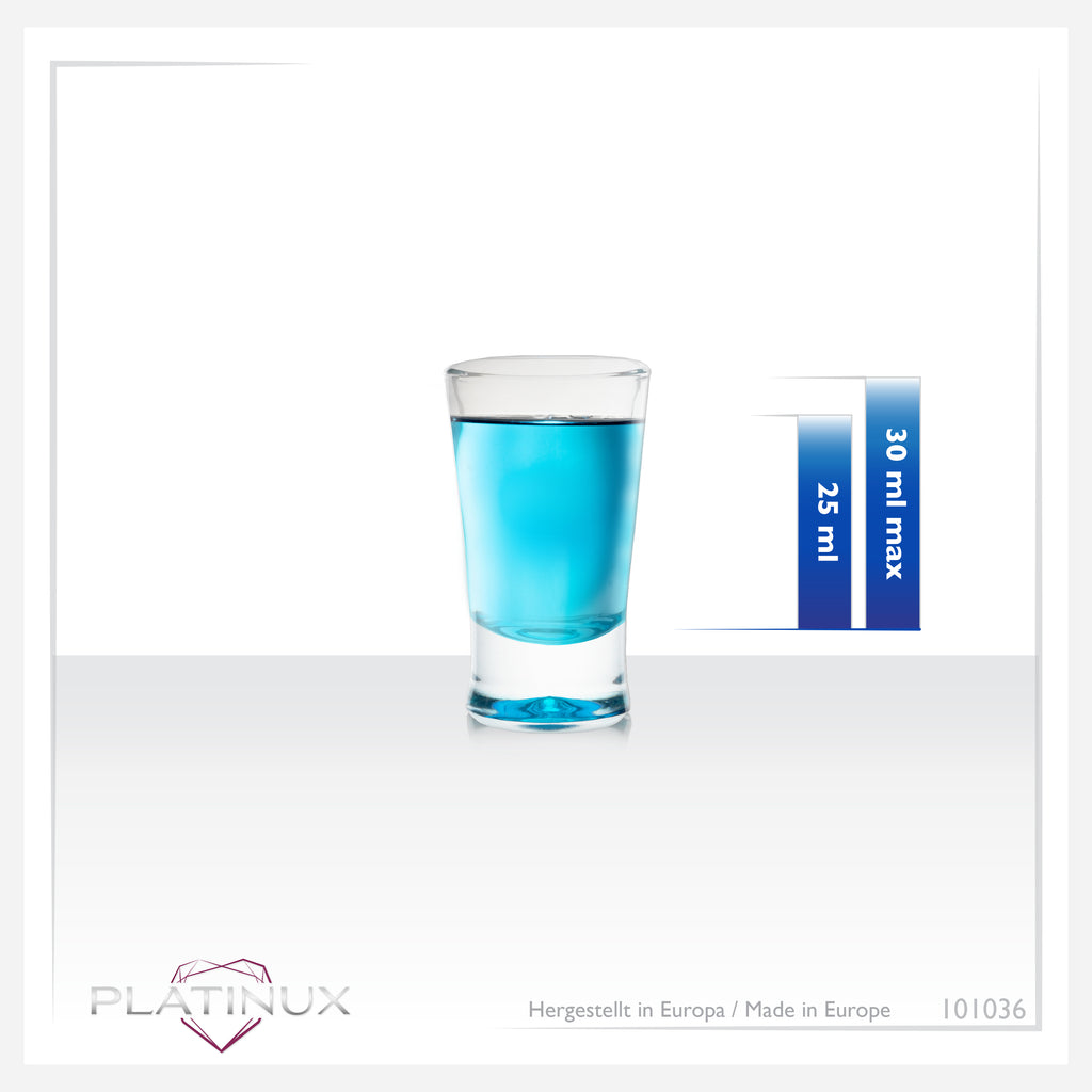 PLATINUX Zestaw 6 różnokolorowych kieliszków do wódki 2,5cl kieliszki do tequili, wódki, shotów