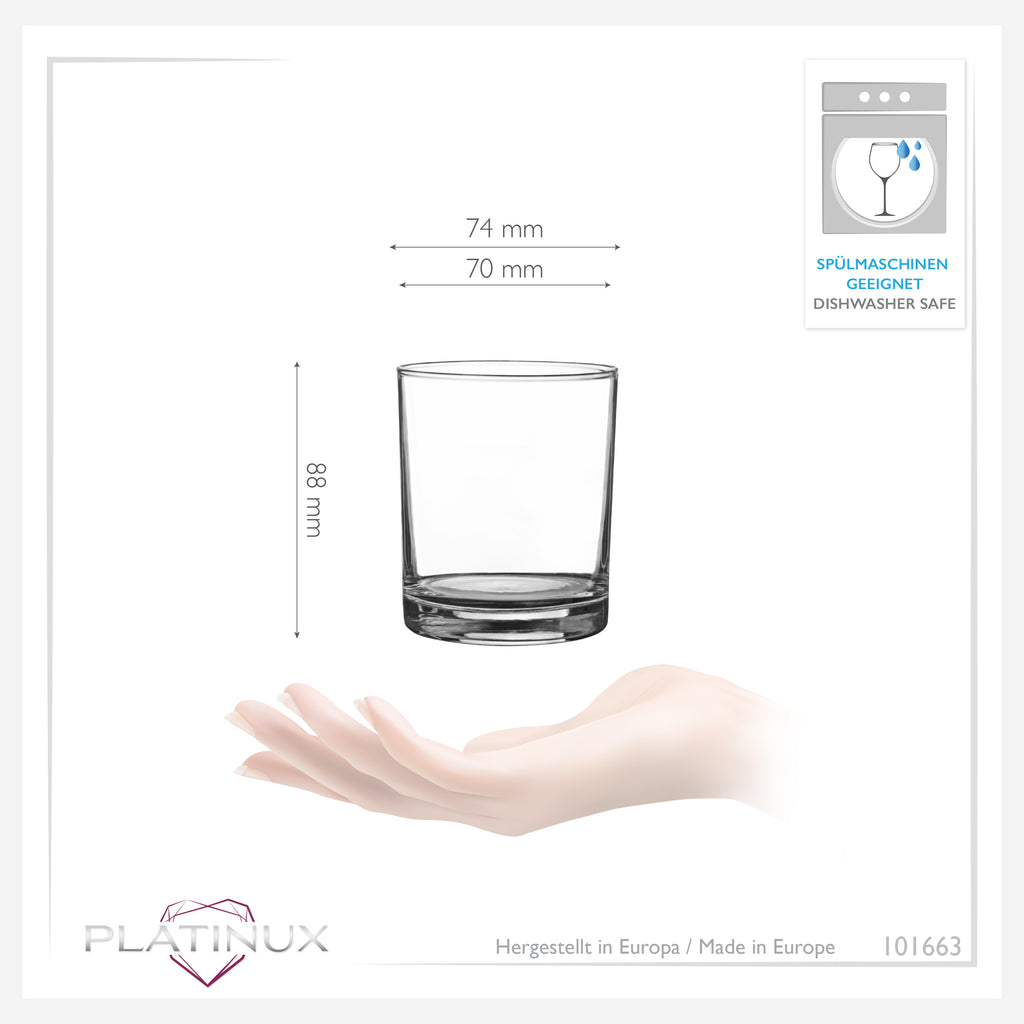 PLATINUX Szklanki do picia 230ml (maks. 270ml) Zestaw 6 szt. Można myć w zmywarce