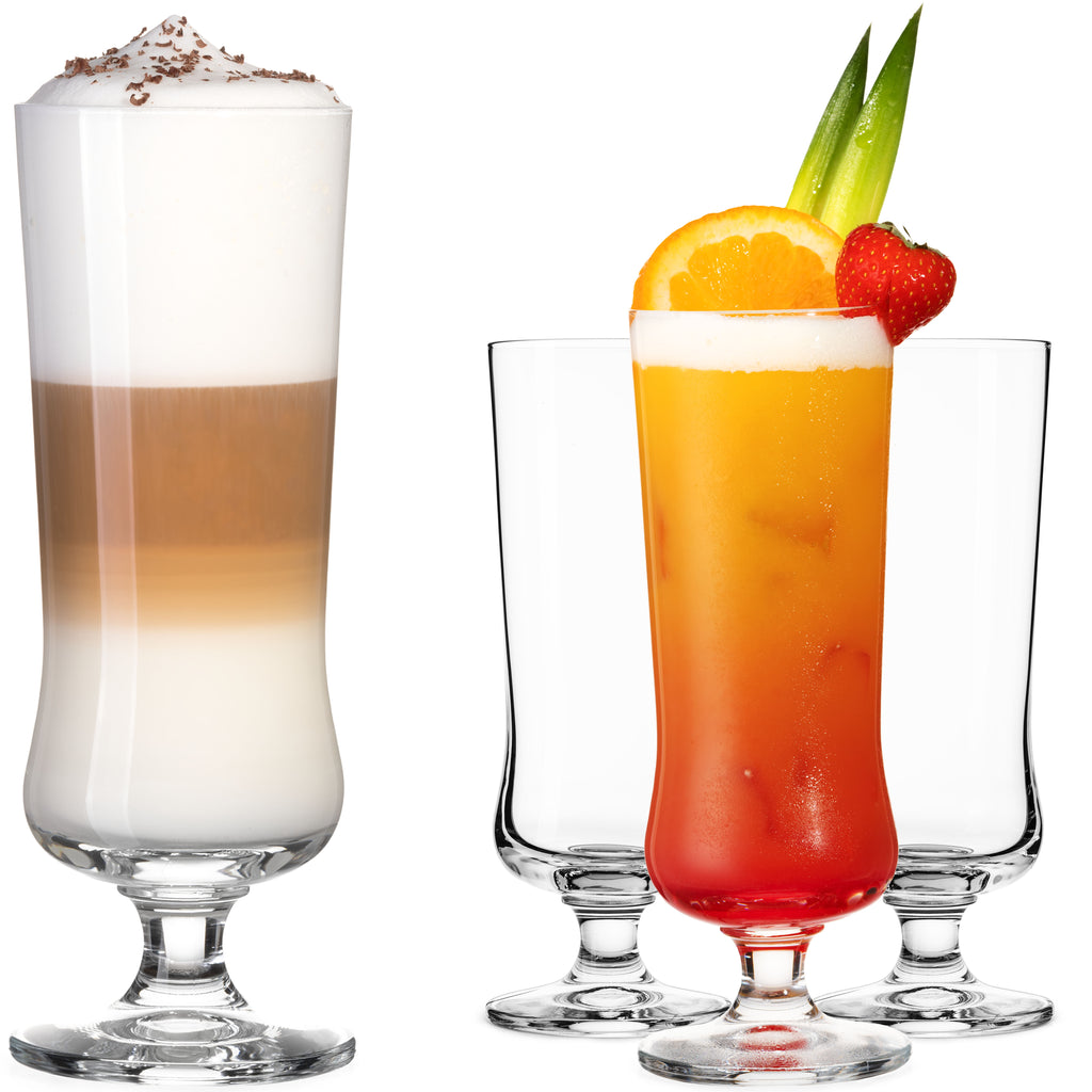 PLATINUX Eleganckie szklanki koktajlowe ze szkła krystalicznego 300 ml, zestaw 4-częściowy szklanki do long drinków, szklanki do mrożonej kawy
