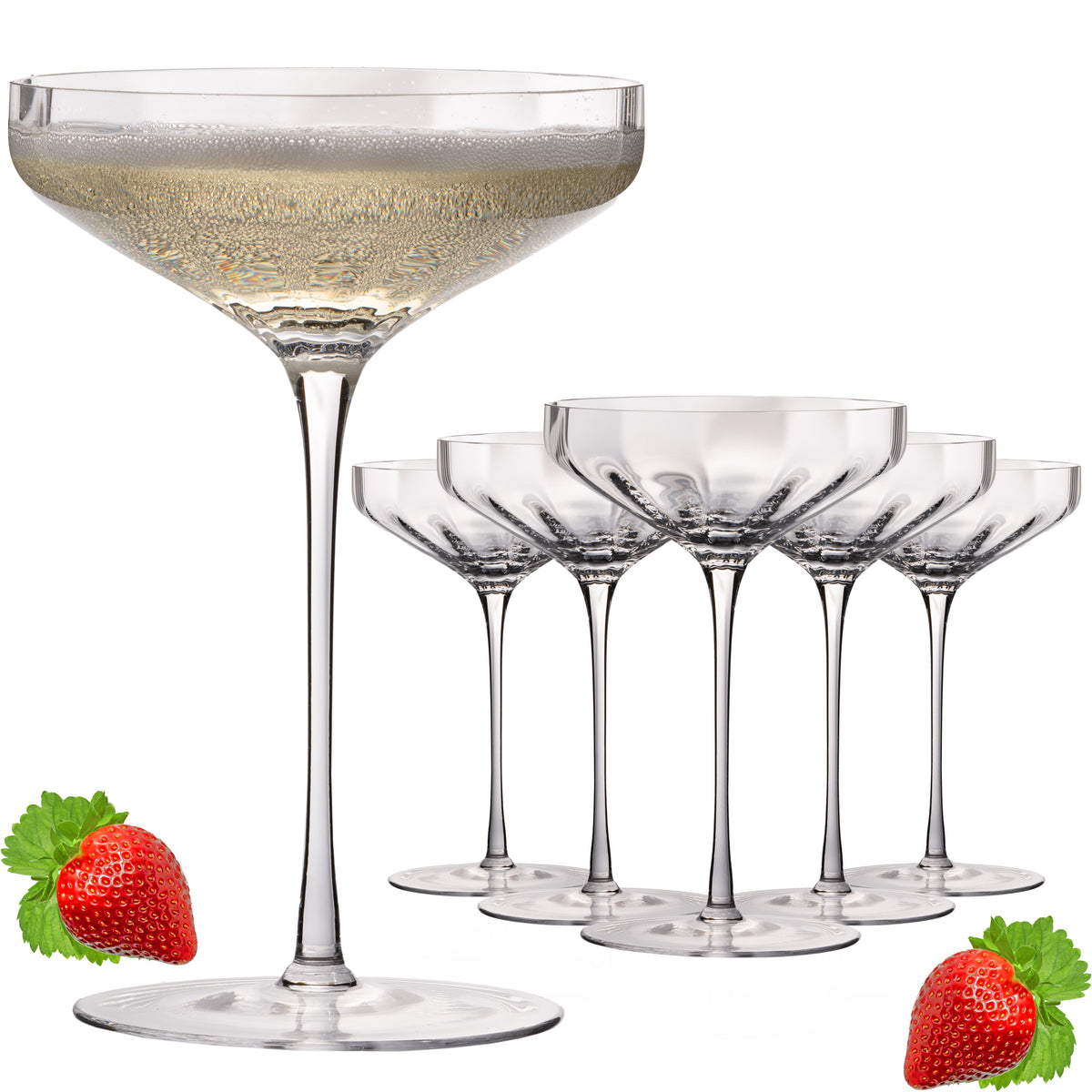 IMPERIAL glass große Sektschalen gewellt 320ml Set 6-Teilig "Cali" Champagnergläser aus Crystalline Glas Handmade