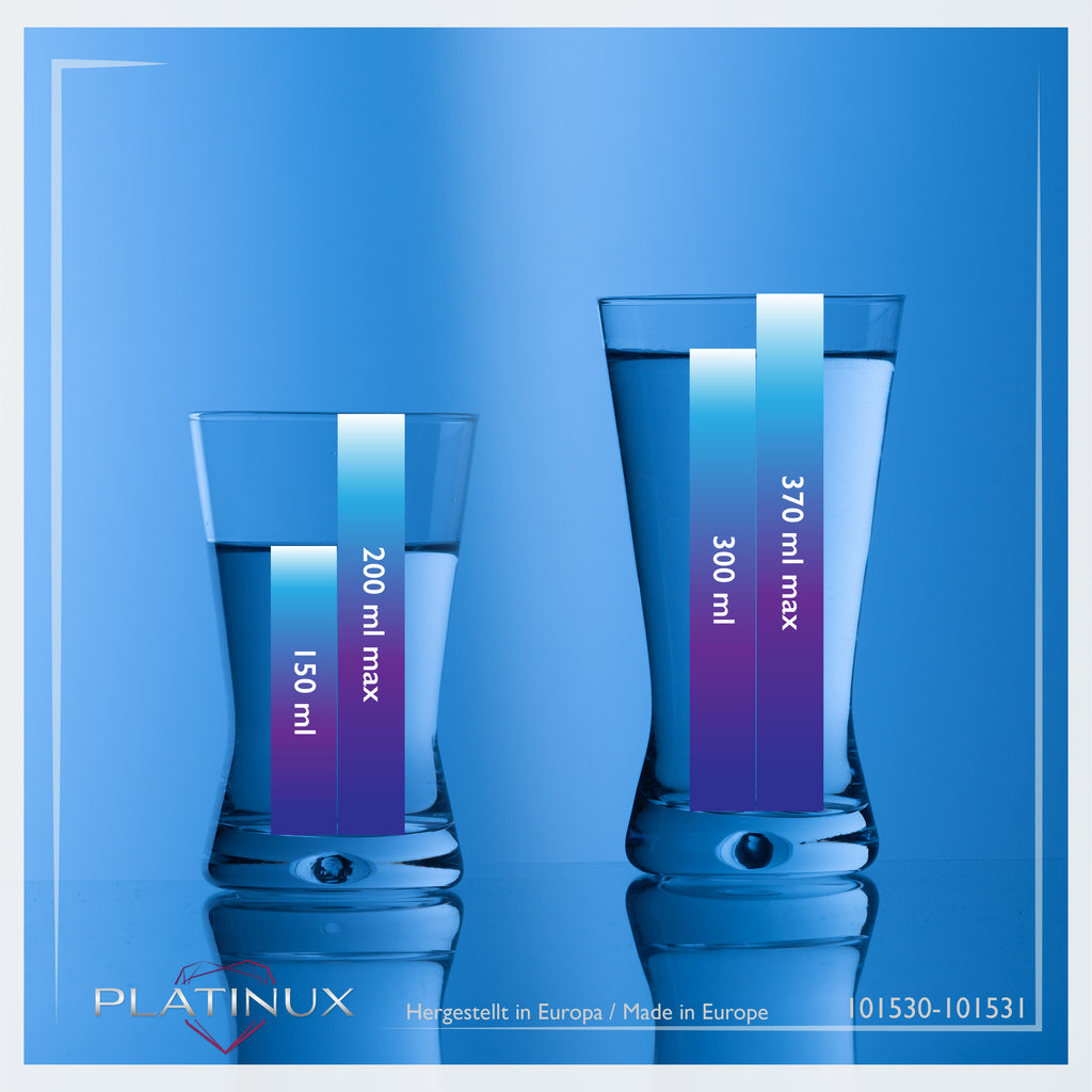 PLATINUX Szklanki Zestaw 200ml + 300ml Kształt X 12-częściowy ze szkła "CrossLine" Można myć w zmywarce