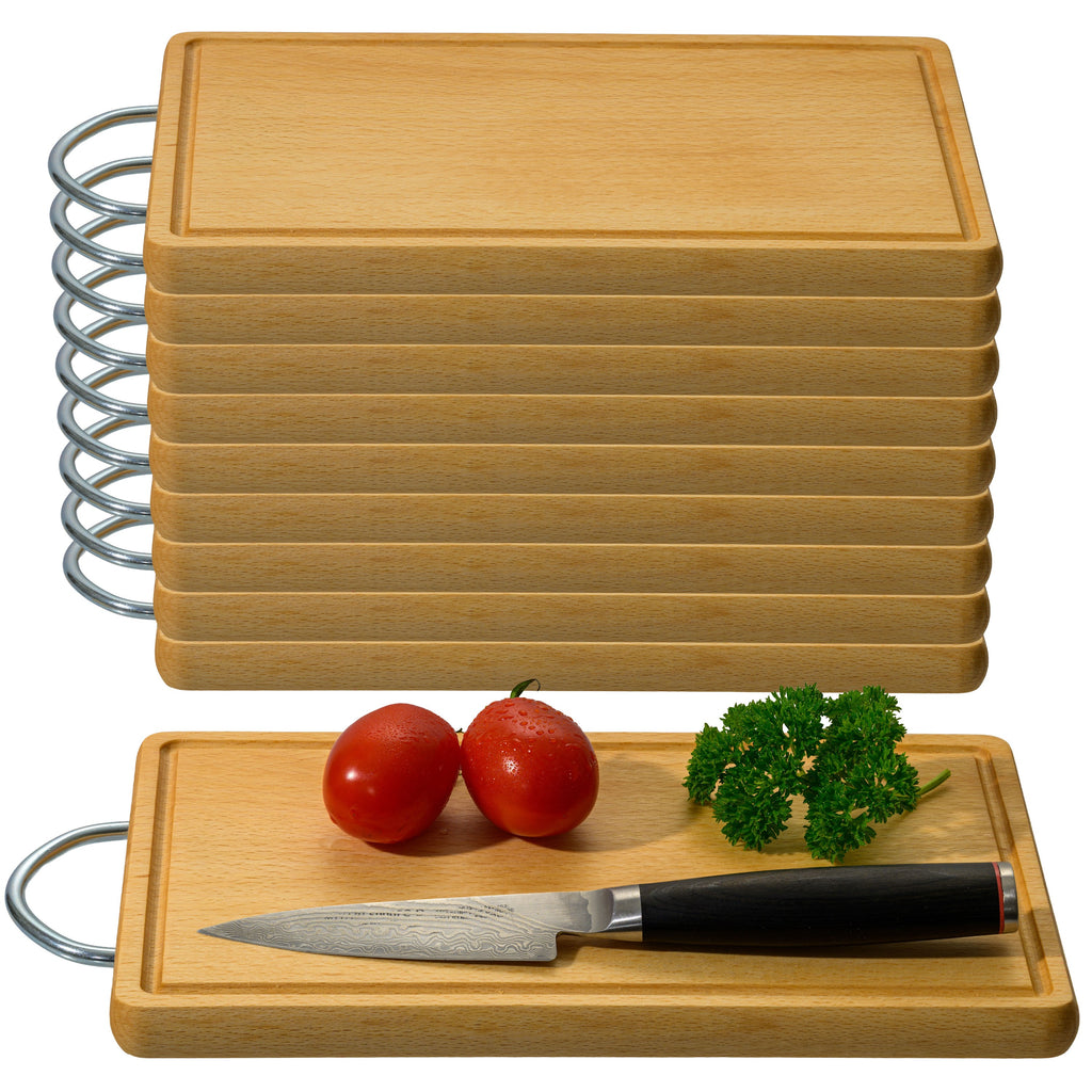 FALKENBERGER Frühstücksbrettchen 10er Set massive Buche, 24 × 14 × 1,6 cm Handgefertigt
