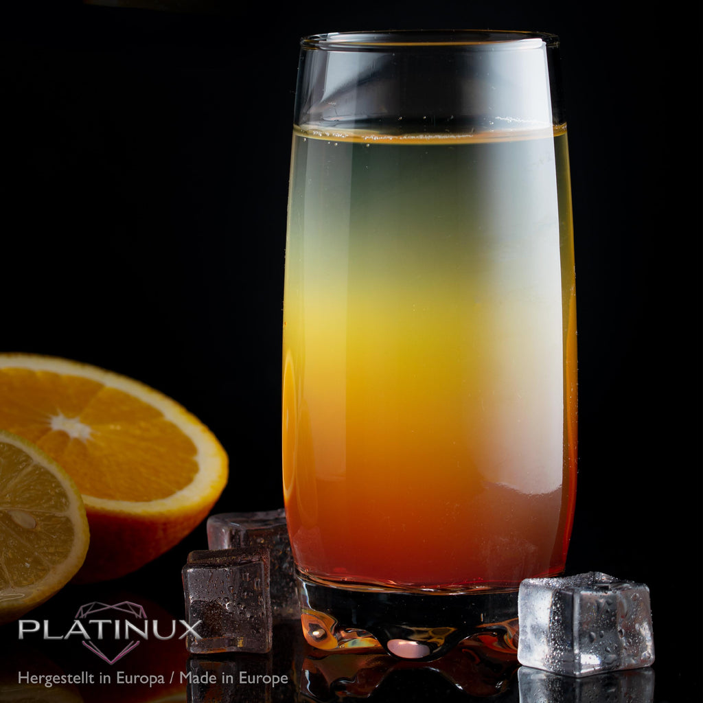 PLATINUX Zestaw 6 szklanek 350ml, fasetowane dno, szklanki do wody, szklanki do soków
