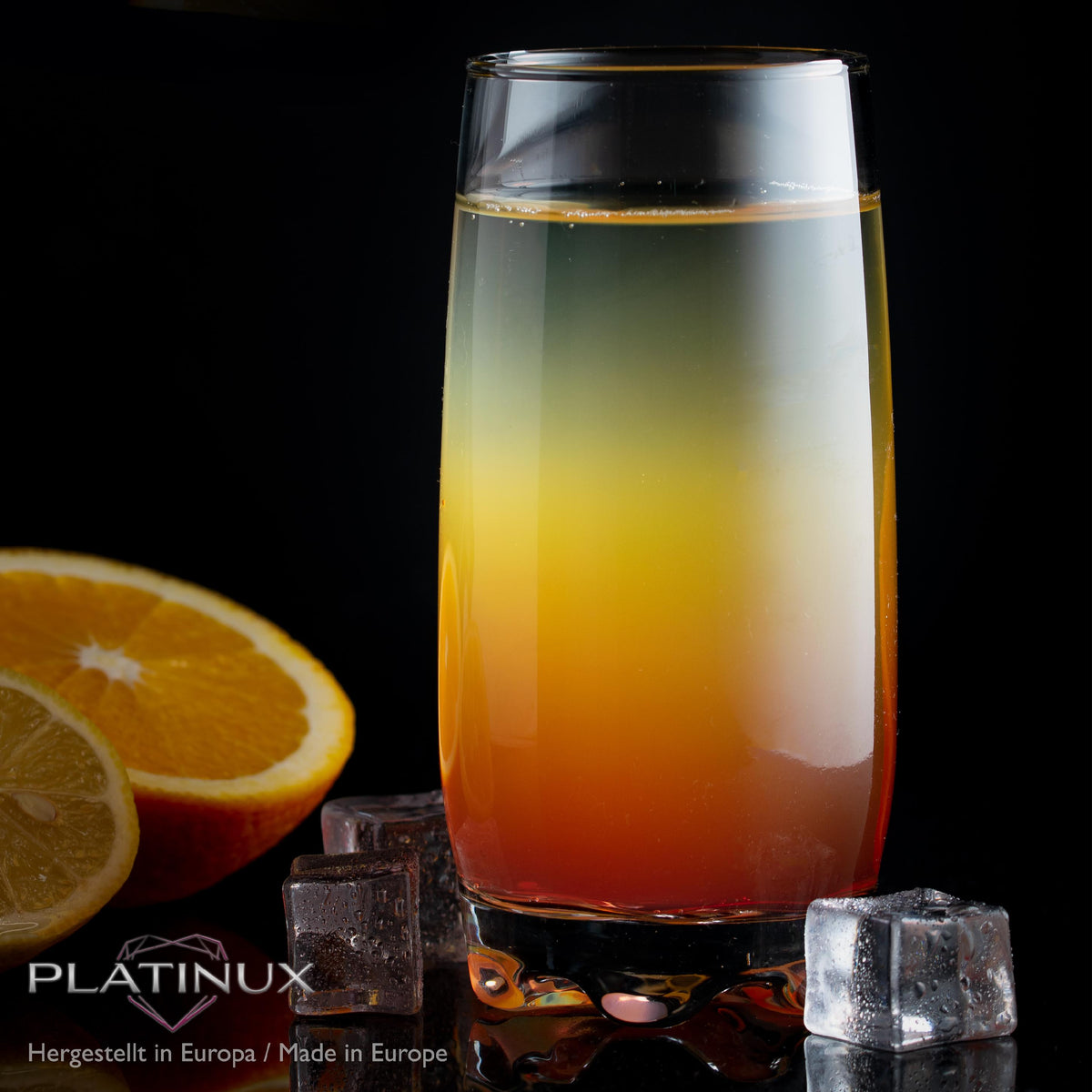 PLATINUX Zestaw 6 szklanek 350ml, fasetowane dno, szklanki do wody, szklanki do soków