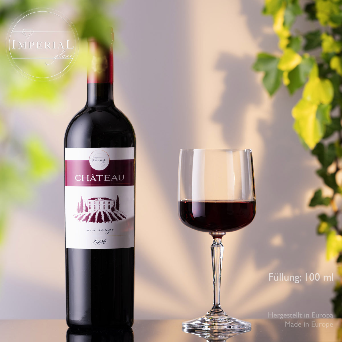 IMPERIAL glass Eckige Weingläser 380ml Set 6-Teilig "Rio" Rotweingläser aus Crystalline Glas