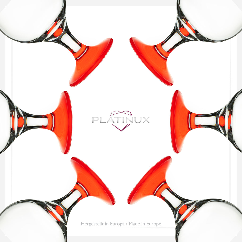 PLATINUX Zestaw 6 szklanek koktajlowych 400ml (max. 470ml) Wysokie szklanki do drinków (czerwone)