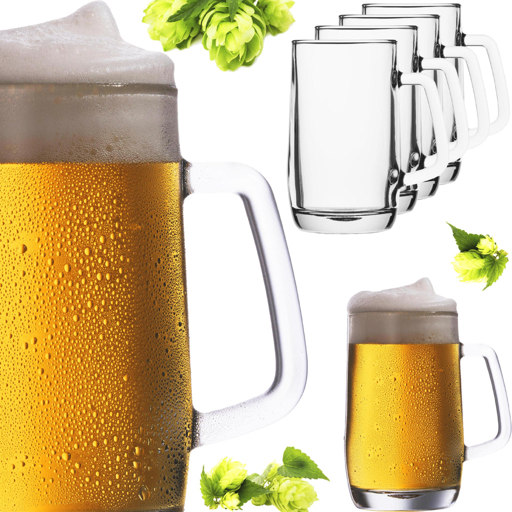 PLATINUX kufel do piwa z uchem, zestaw 6-częściowy, 500 ml (maks. 580 ml), szklany