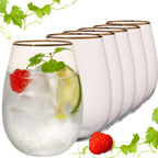 IMPERIAL Trinkgläser mit Goldrand 500ml ohne Stiel aus Crystalline Glas 6er Set "Goldrand"