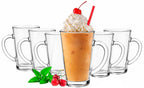 PLATINUX Latte Macchiato Szklanki z uchem, szklane (zestaw 6 sztuk) 270 ml (maks. 350 ml) Szklanki do kawy