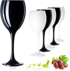 PLATINUX Szklanki do wina czarne i białe, szklane, zestaw 6 sztuk, 130 ml (maks. 320 ml), szklanki do napojów