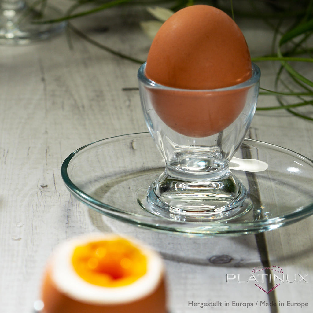 PLATINUX Kieliszki do jajek ze spodeczkiem szklane zestaw (12-częściowy) Stojak na jajka Śniadanie Egg-Cup
