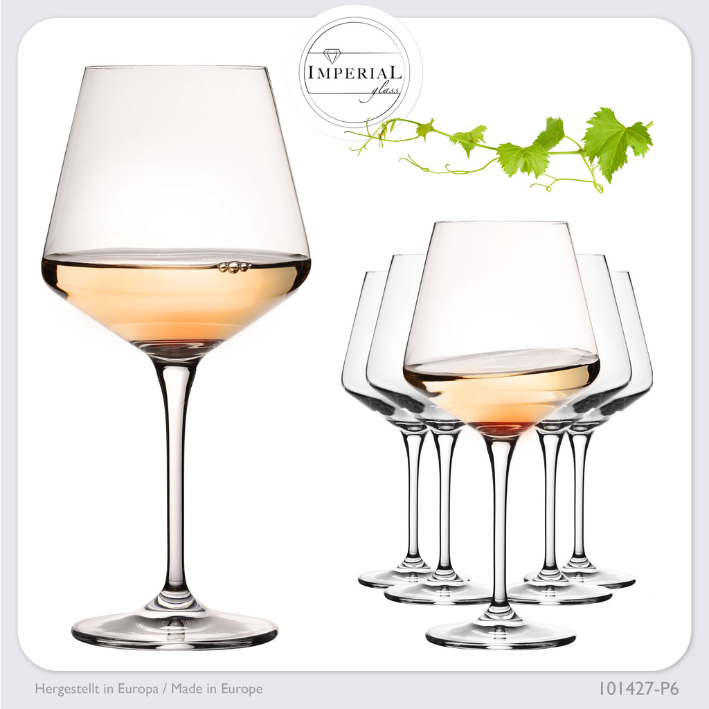 IMPERIAL glass Weißweingläser 560ml "Athen" Set 6-Teilig Chardonnay Glas aus Crystalline Glas Weingläser Spülmaschinenfest