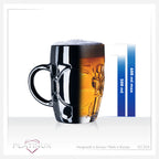 PLATINUX Czarne Szklanki do Piwa 500ml z Uchwytem Zestaw 4 Kupli Szklanych z Wzorem Ornamentowym