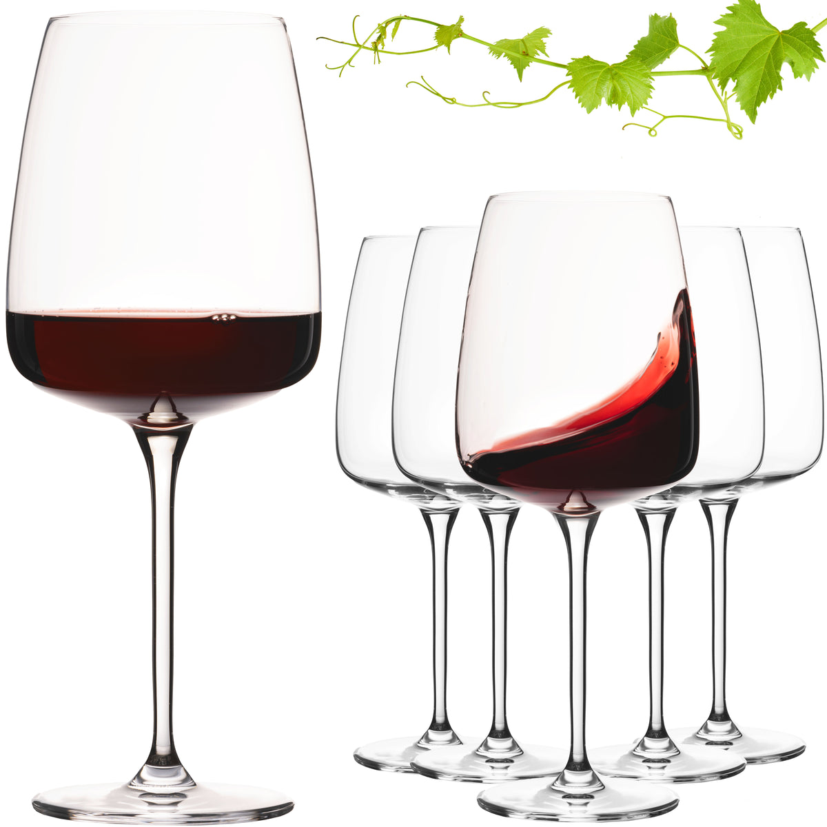 IMPERIAL glass Große eckige Rotweingläser 600ml Set 6-Teilig "Milano" Burgundergläser aus Crystalline Glas Spülmaschinenfest