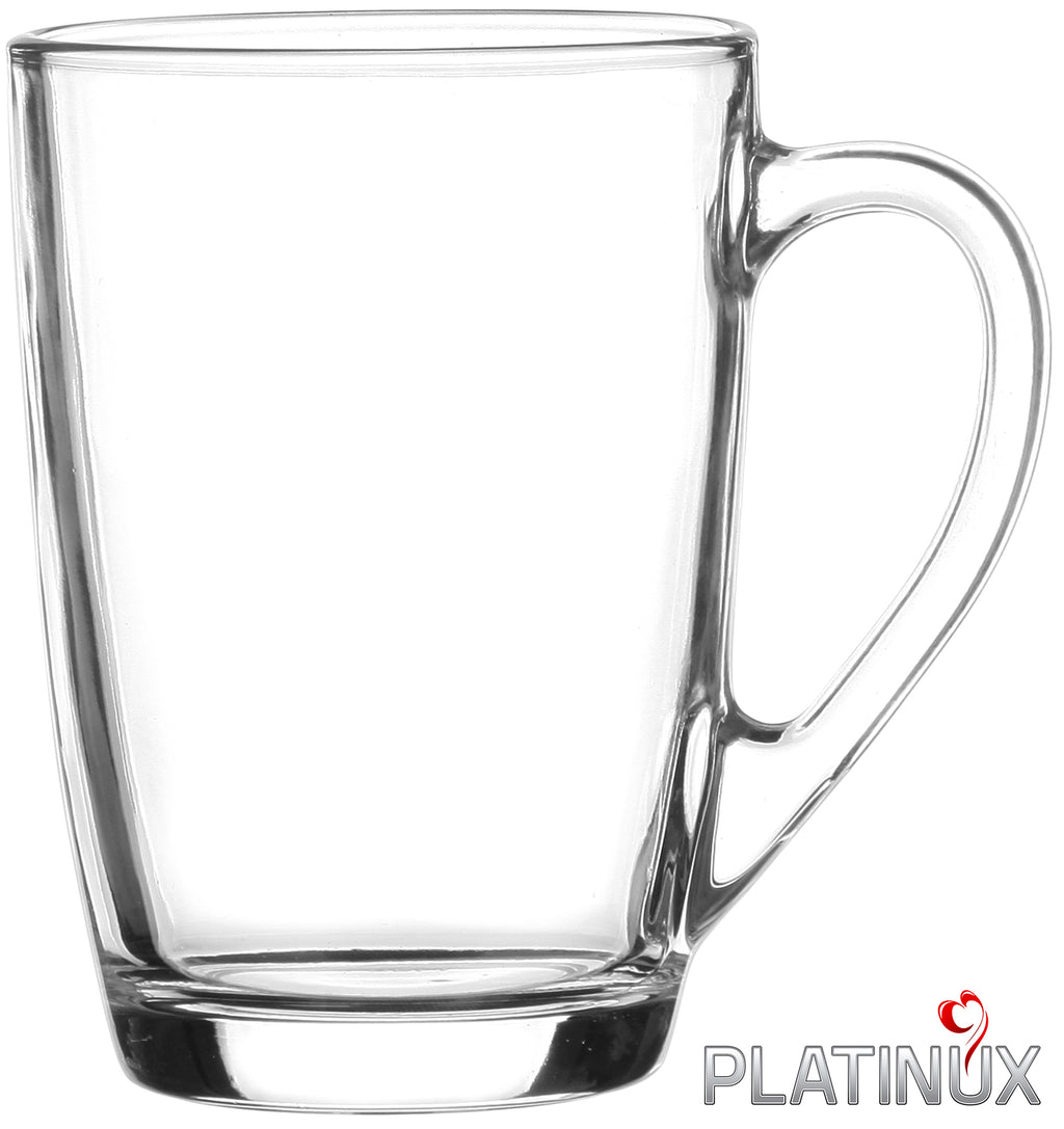 PLATINUX Szklanki do kawy szklanki do herbaty z uchwytem Zestaw 6 sztuk 250ml (maks. 320ml)
