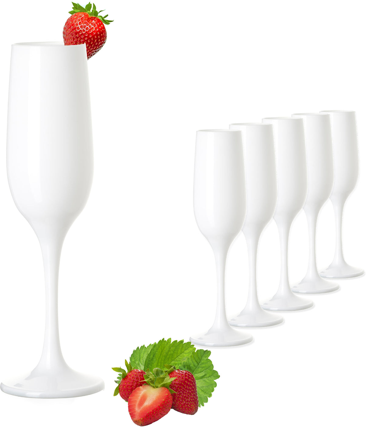 PLATINUX Białe kieliszki do szampana zestaw 6 sztuk, kieliszki do szampana 160ml (max. 200ml) ze szkła